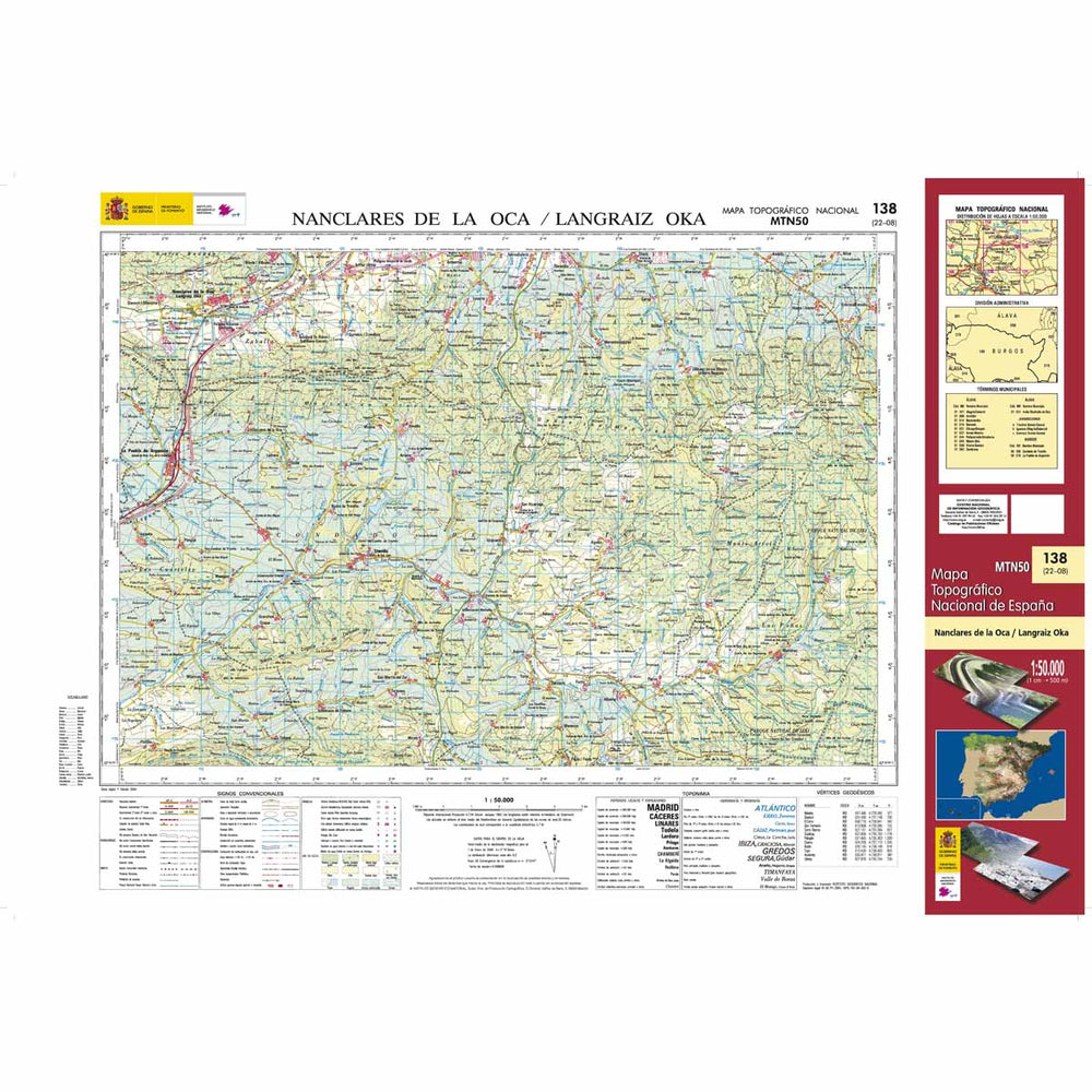 Carte topographique de l'Espagne n° 0138 - Nanclares de la Oca/Langraiz Oca | CNIG - 1/50 000 carte pliée CNIG 