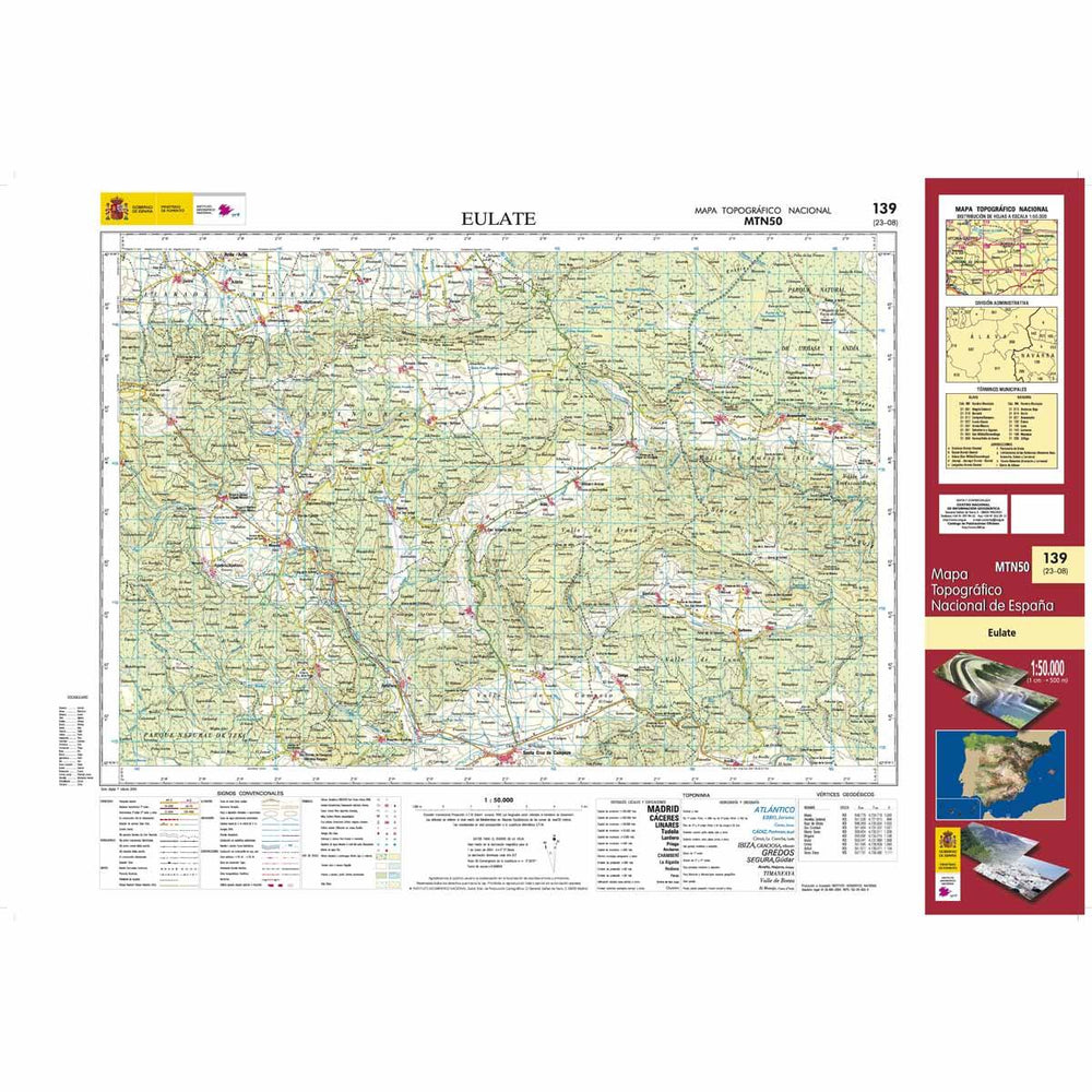 Carte topographique de l'Espagne n° 0139 - Eulate | CNIG - 1/50 000 carte pliée CNIG 