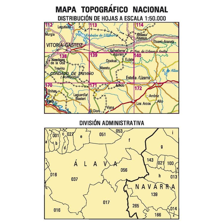 Carte topographique de l'Espagne n° 0139 - Eulate | CNIG - 1/50 000 carte pliée CNIG 