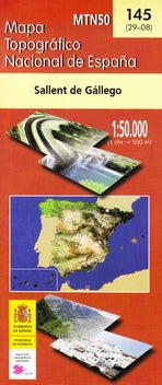 Carte topographique de l'Espagne n° 0145 - Sallent de Gállego | CNIG - 1/50 000 carte pliée CNIG 