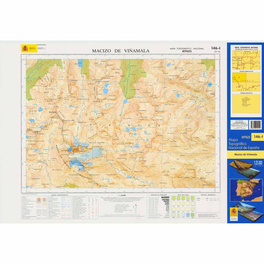 Carte topographique de l'Espagne n° 0146.1 - Macizo de Vinamala | CNIG - 1/25 000 carte pliée CNIG 