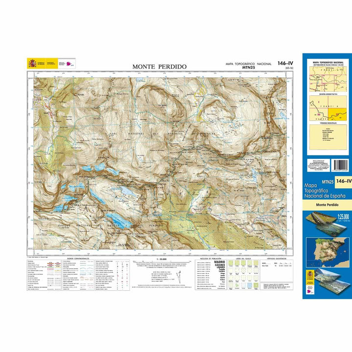 Carte topographique de l'Espagne n° 0146.4 - Monte Perdido | CNIG - 1/25 000 carte pliée CNIG 