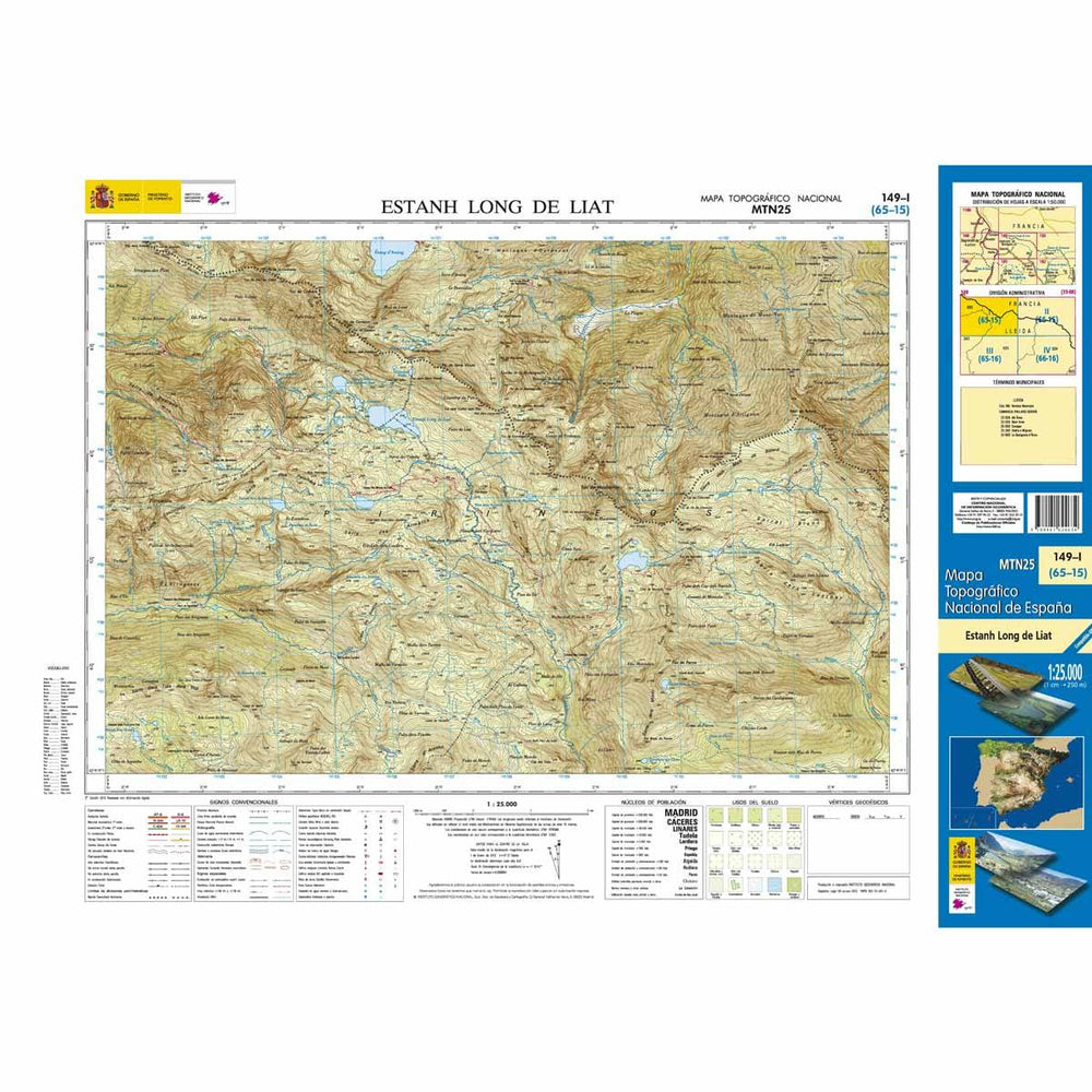 Carte topographique de l'Espagne n° 0149.1 - Estanh long de Liat | CNIG - 1/25 000 carte pliée CNIG 