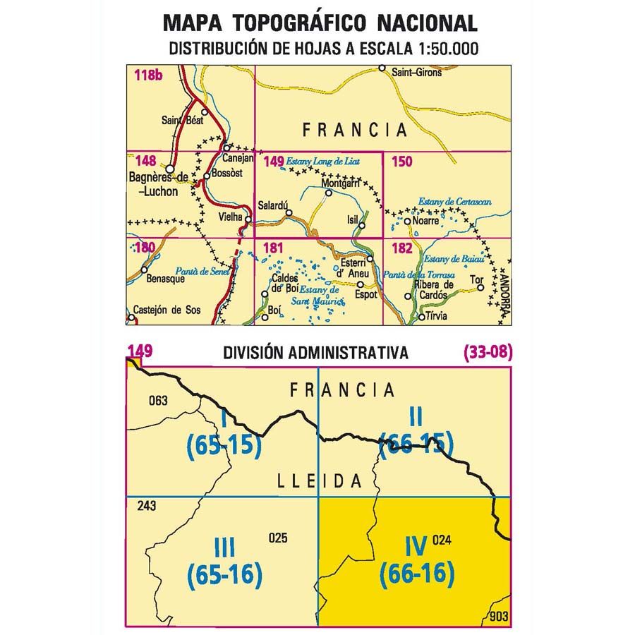 Carte topographique de l'Espagne n° 0149.4 - Isil | CNIG - 1/25 000 carte pliée CNIG 