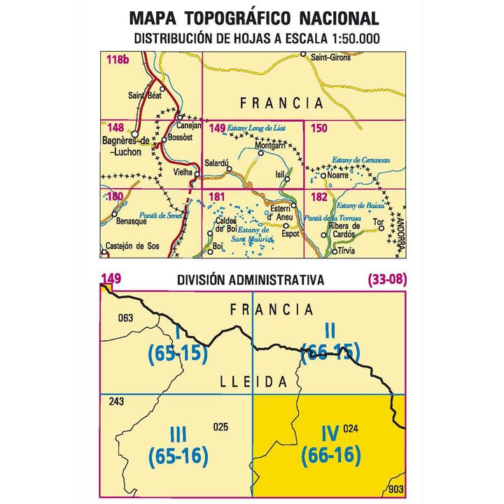 Carte topographique de l'Espagne n° 0149.4 - Isil | CNIG - 1/25 000 carte pliée CNIG 