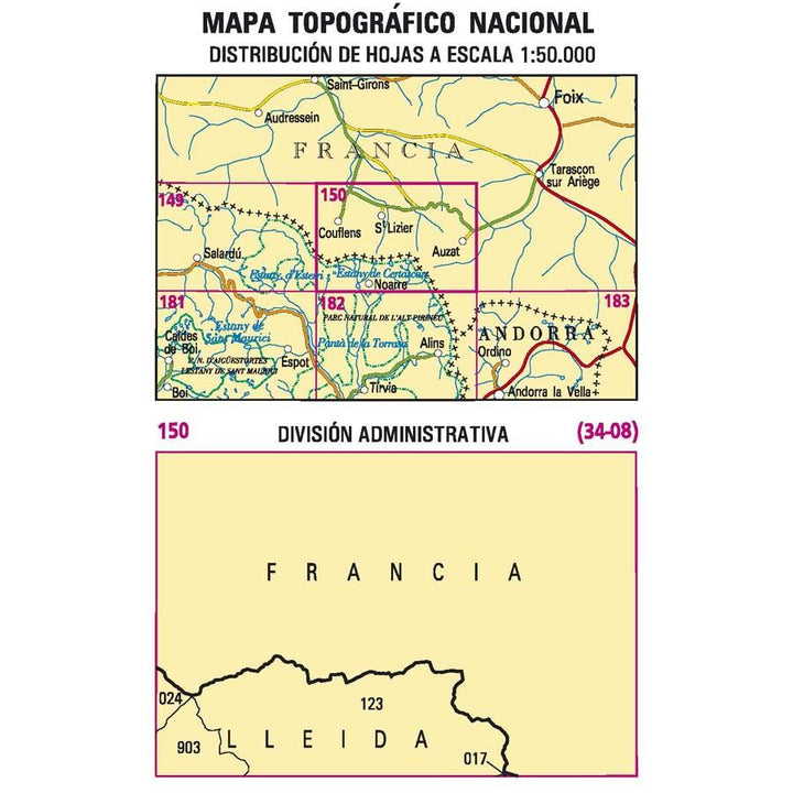 Carte topographique de l'Espagne n° 0150 - Noarre | CNIG - 1/50 000 carte pliée CNIG 