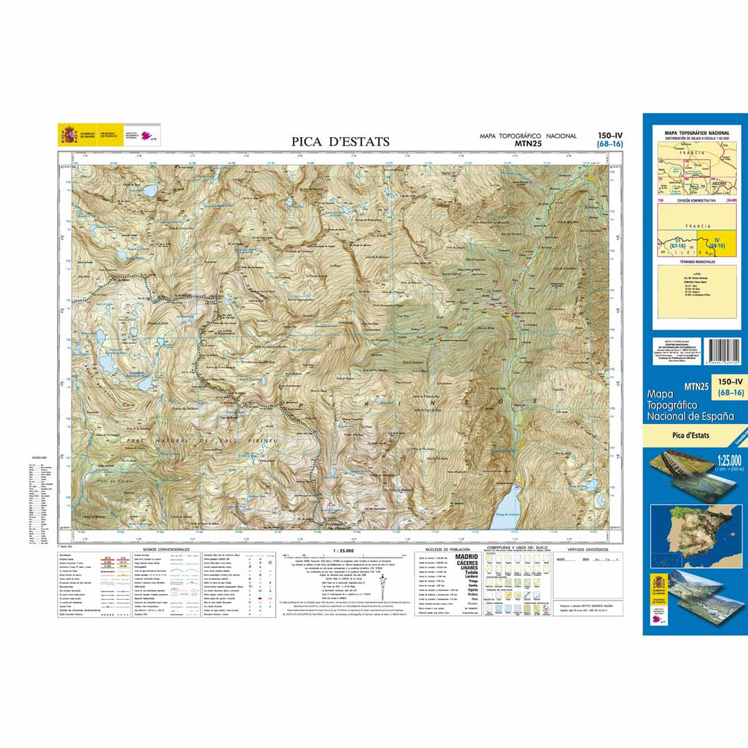 Carte topographique de l'Espagne n° 0150.4 - Pica d'Estats | CNIG - 1/25 000 carte pliée CNIG 