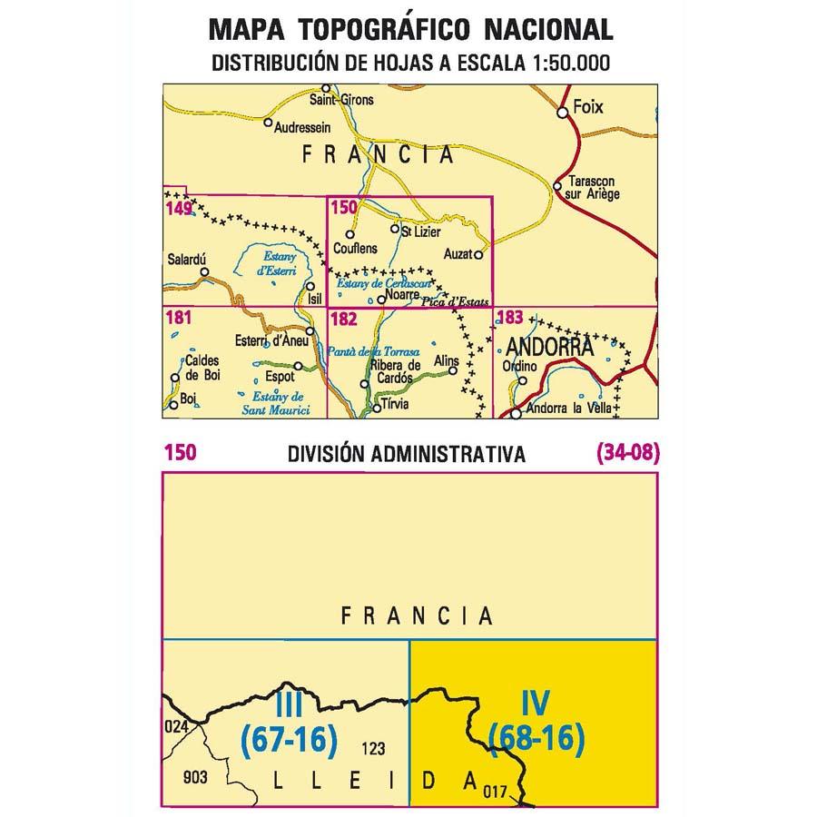 Carte topographique de l'Espagne n° 0150.4 - Pica d'Estats | CNIG - 1/25 000 carte pliée CNIG 