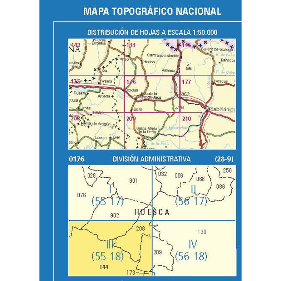 Carte topographique de l'Espagne n° 0176.3 - Bailo | CNIG - 1/25 000 carte pliée CNIG 