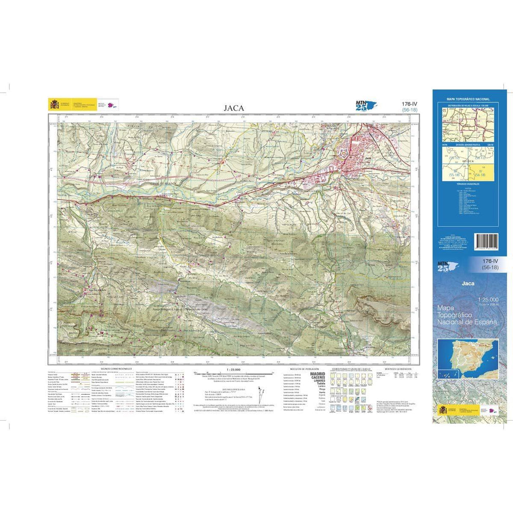 Carte topographique de l'Espagne n° 0176.4 - Jaca | CNIG - 1/25 000 carte pliée CNIG 