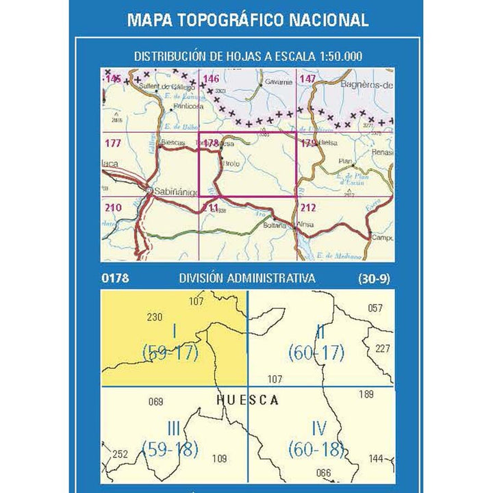 Carte topographique de l'Espagne n° 0178.1 - Broto | CNIG - 1/25 000 carte pliée CNIG 