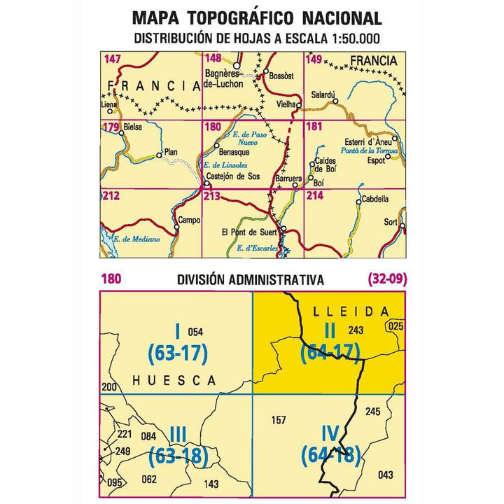 Carte topographique de l'Espagne n° 0180.2 - Pico de Aneto | CNIG - 1/25 000 carte pliée CNIG 
