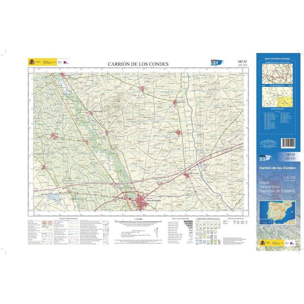 Carte topographique de l'Espagne n° 0197.4 - Carrion de los Condes | CNIG - 1/25 000 carte pliée CNIG 