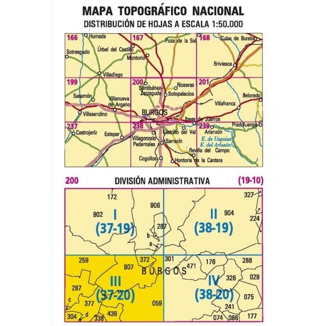 Carte topographique de l'Espagne n° 0200.3- Burgos ouest | CNIG - 1/25 000 carte pliée CNIG 