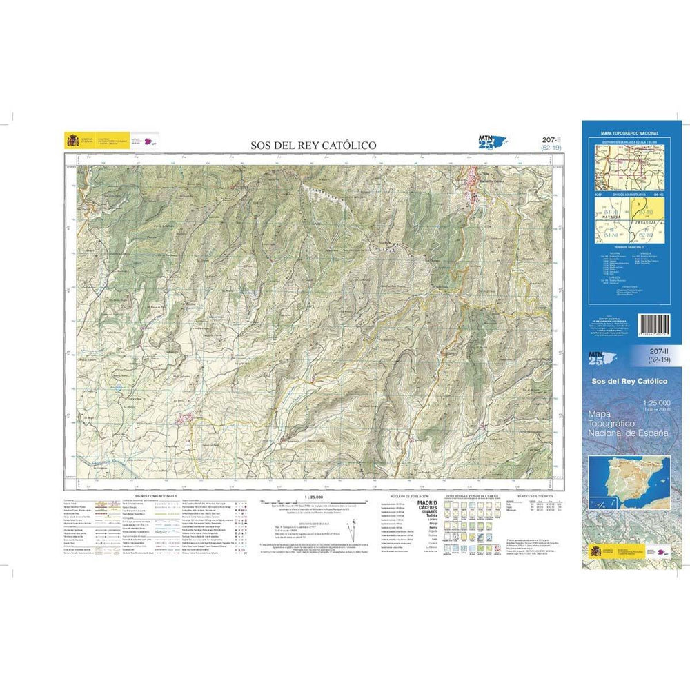 Carte topographique de l'Espagne n° 0207.2 - Sos del Rey Católico | CNIG - 1/25 000 carte pliée CNIG 