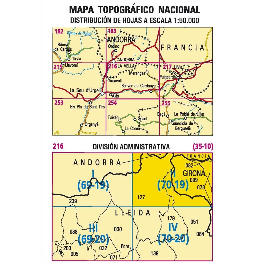 Carte topographique de l'Espagne n° 0216.2 - Meranges | CNIG - 1/25 000 carte pliée CNIG 