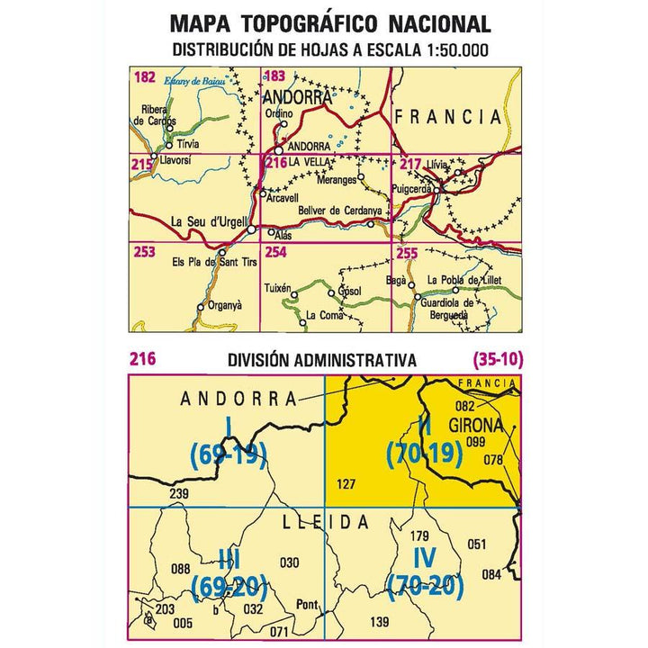 Carte topographique de l'Espagne n° 0216.2 - Meranges | CNIG - 1/25 000 carte pliée CNIG 