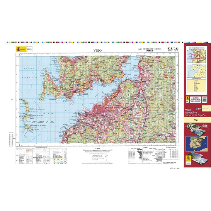 Carte topographique de l'Espagne n° 0222/223 - Vigo | CNIG - 1/50 000 carte pliée CNIG 