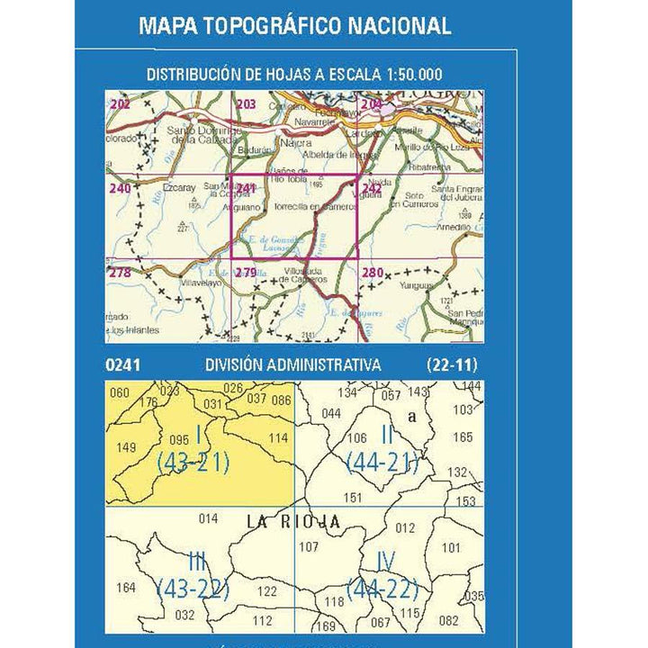 Carte topographique de l'Espagne n° 0241.1 - Anguiano | CNIG - 1/25 000 carte pliée CNIG 