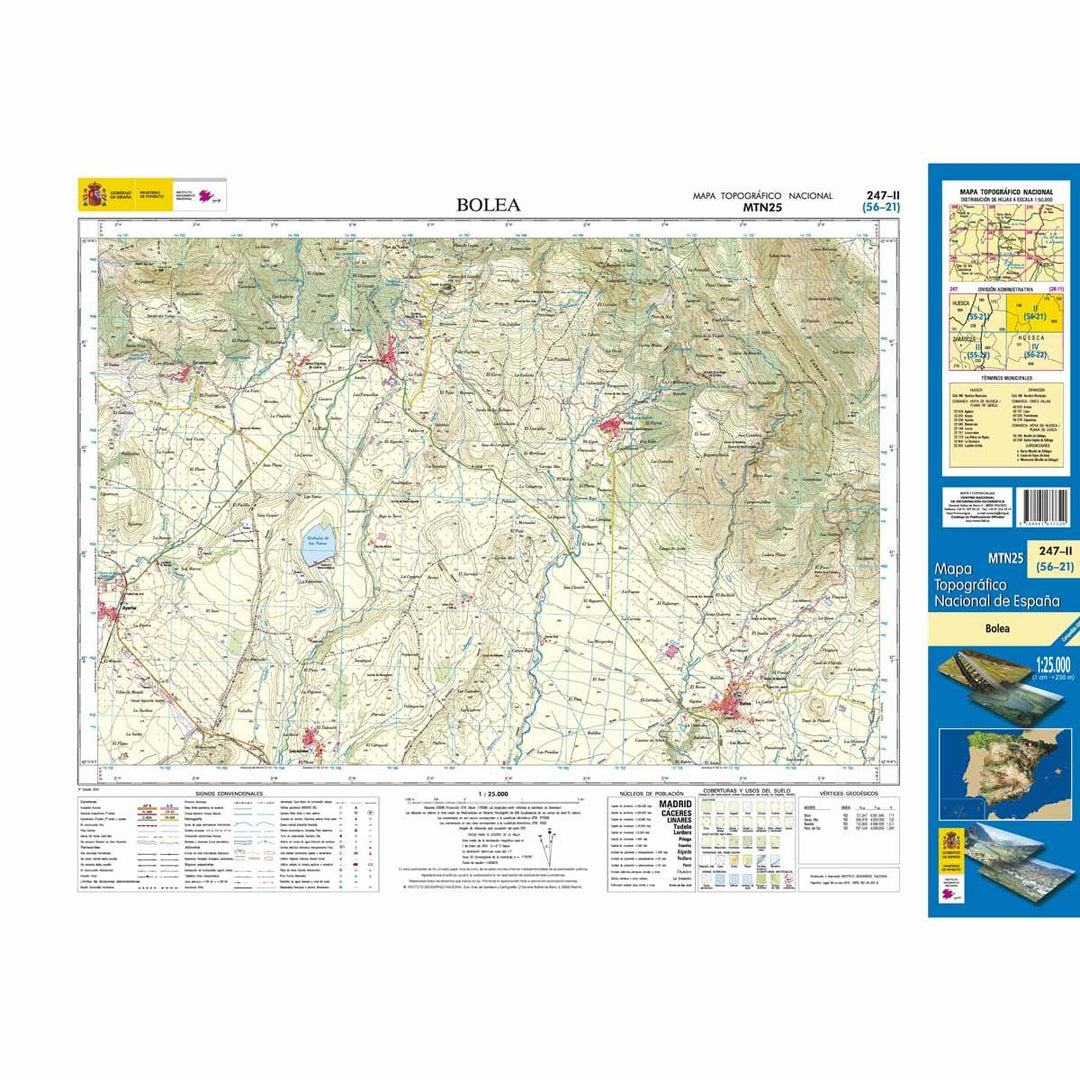 Carte topographique de l'Espagne n° 0247.2 - Bolea | CNIG - 1/25 000 carte pliée CNIG 