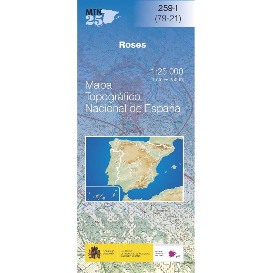 Carte topographique de l'Espagne n° 0259.1 - Roses | CNIG - 1/25 000 carte pliée CNIG 