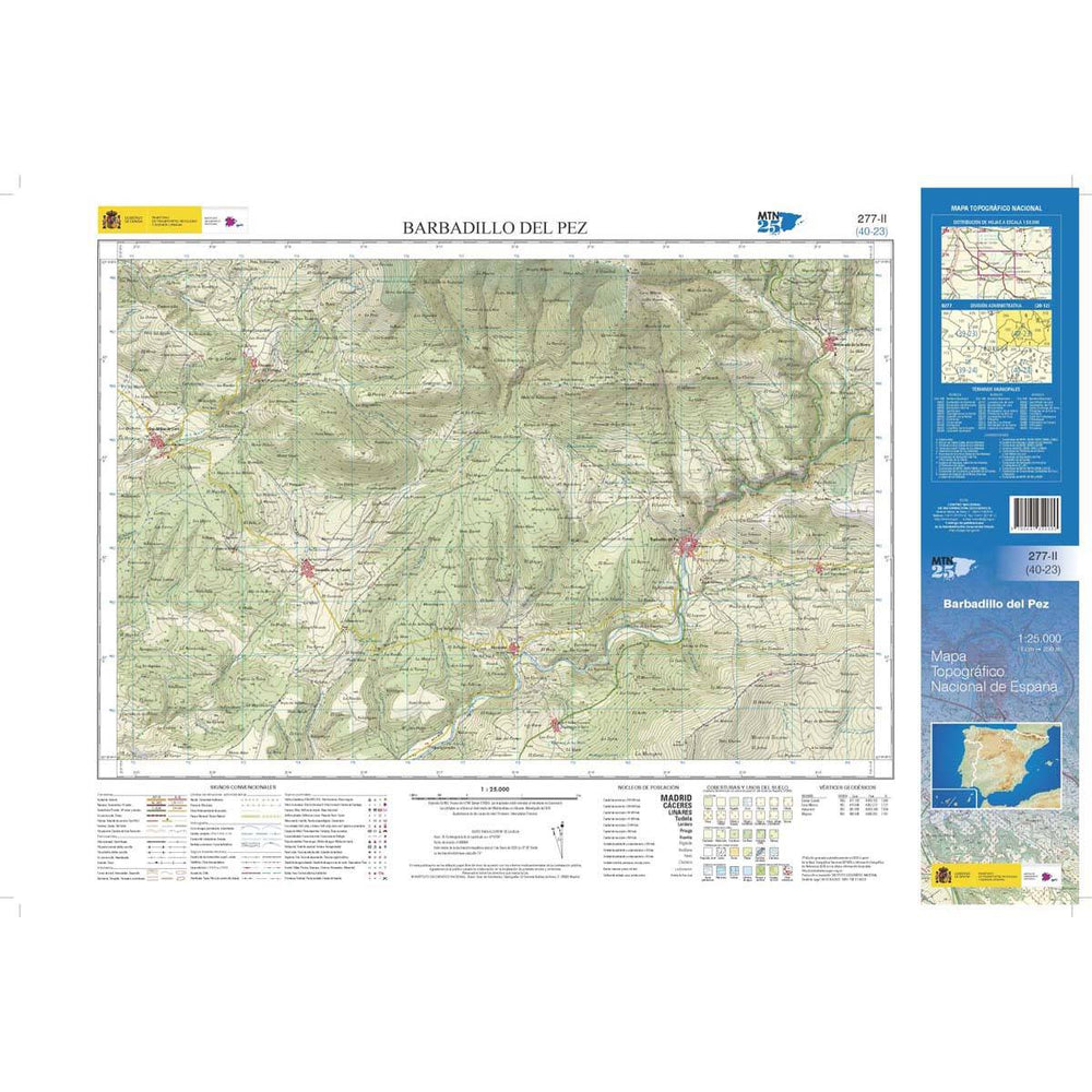 Carte topographique de l'Espagne n° 0277.2 - Barbadillo del Pez | CNIG - 1/25 000 carte pliée CNIG 