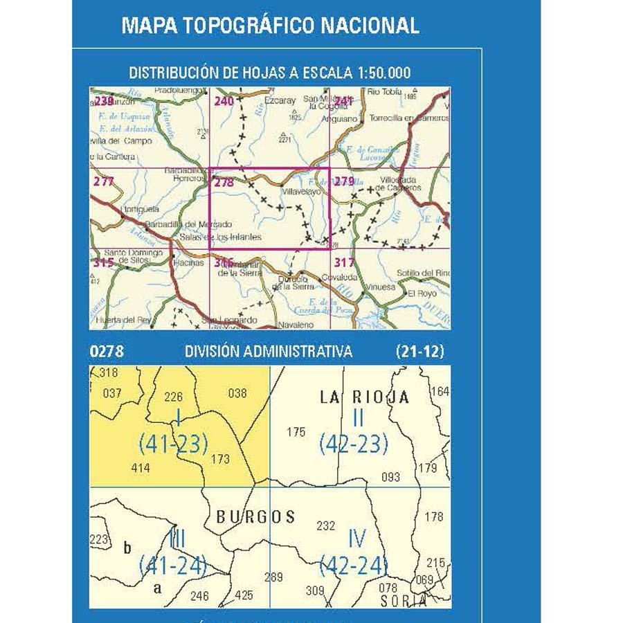 Carte topographique de l'Espagne n° 0278.1. - Canales de la Sierra | CNIG - 1/25 000 carte pliée CNIG 