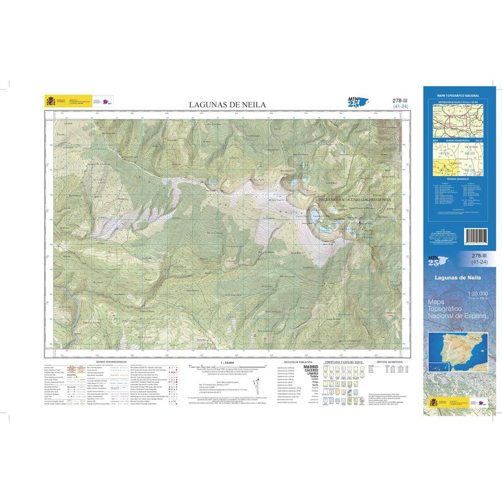 Carte topographique de l'Espagne n° 0278.3. - Lagunas de Neila | CNIG - 1/25 000 carte pliée CNIG 