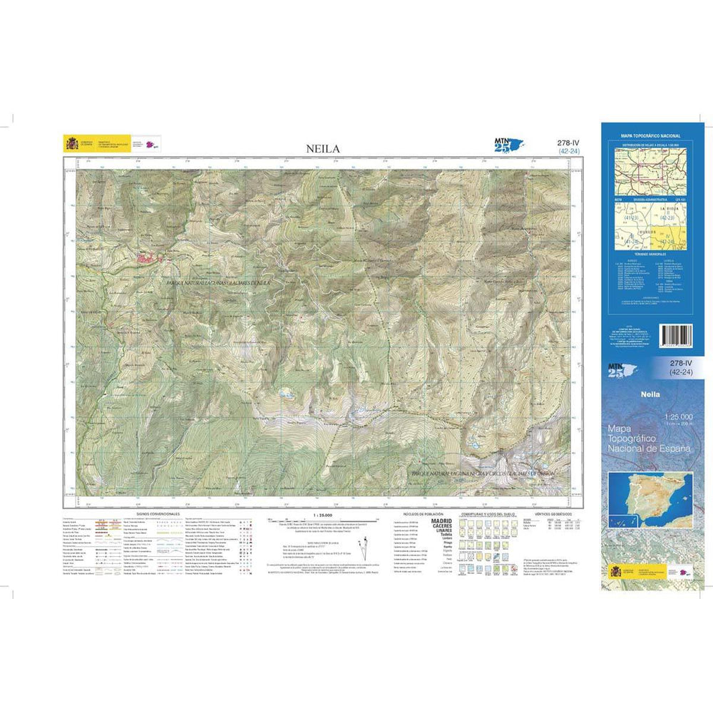 Carte topographique de l'Espagne n° 0278.4. - Neila | CNIG - 1/25 000 carte pliée CNIG 