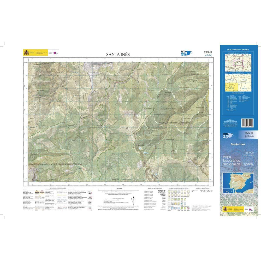 Carte topographique de l'Espagne n° 0279.3 - Santa Inés | CNIG - 1/25 000 carte pliée CNIG 