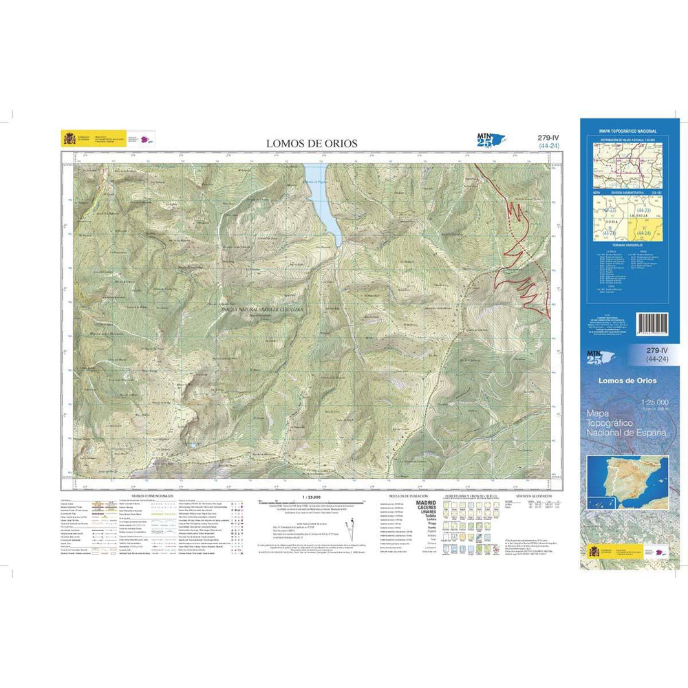 Carte topographique de l'Espagne n° 0279.4 - Lomos de Orio | CNIG - 1/25 000 carte pliée CNIG 
