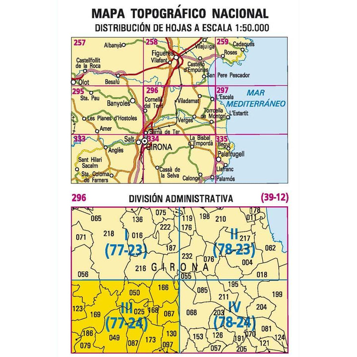 Carte topographique de l'Espagne n° 0296.3 - Sarrià de Ter | CNIG - 1/25 000 carte pliée CNIG 