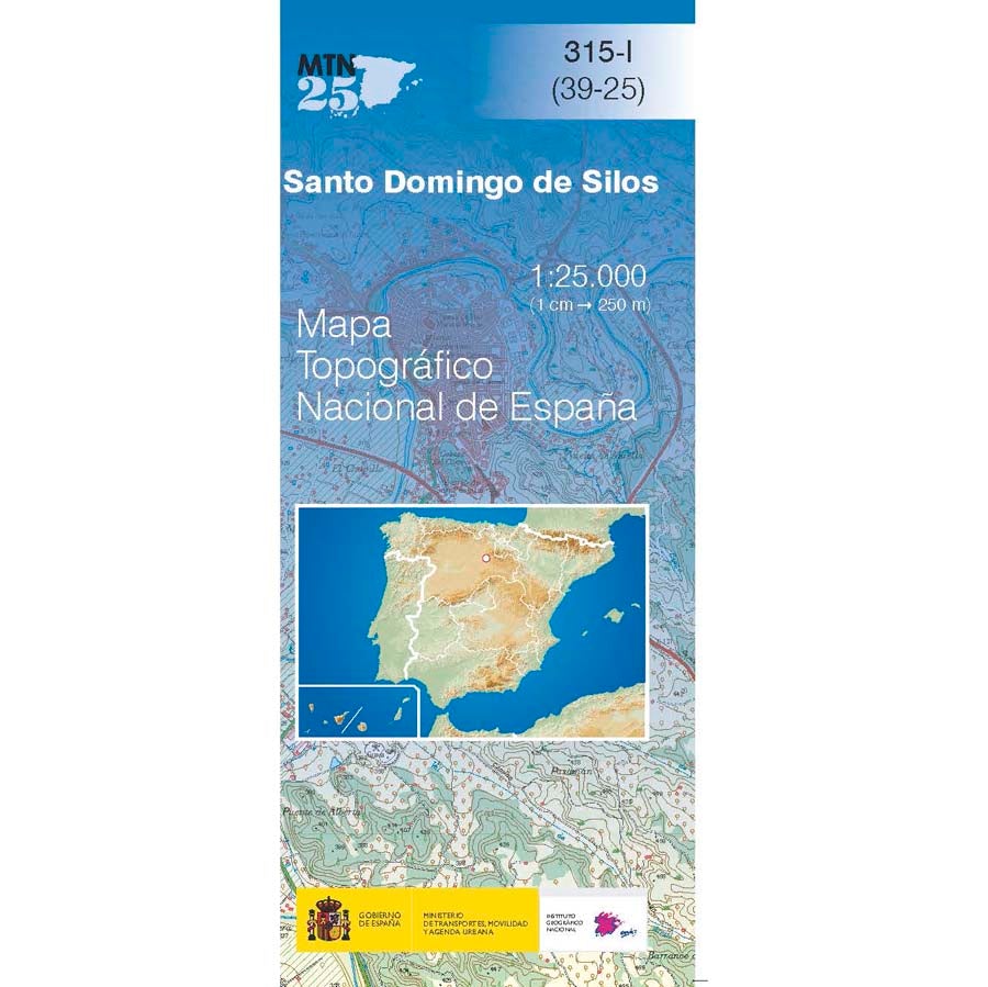 Carte topographique de l'Espagne n° 0315.1 - Santo Domingo de Silos | CNIG - 1/25 000 carte pliée CNIG 