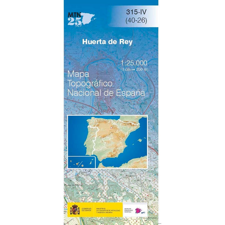 Carte topographique de l'Espagne n° 0315.4 - Huerta del Rey | CNIG - 1/25 000 carte pliée CNIG 