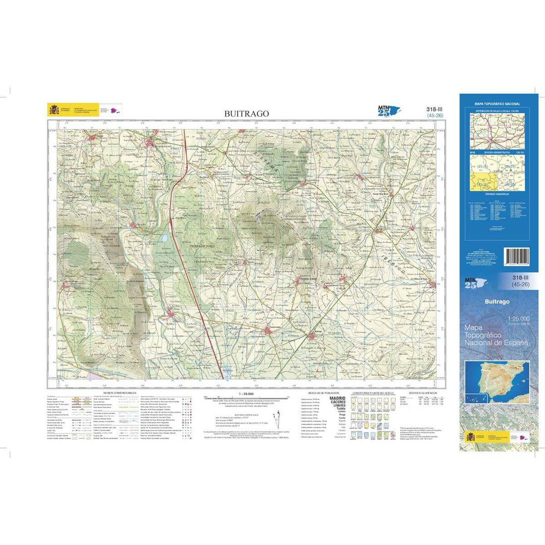 Carte topographique de l'Espagne n° 0318.3 - Buitrago | CNIG - 1/25 000 carte pliée CNIG 