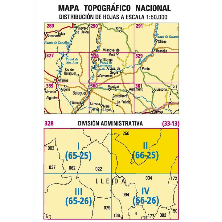 Carte topographique de l'Espagne n° 0328.2 - Vilanova de Meià | CNIG - 1/25 000 carte pliée CNIG 