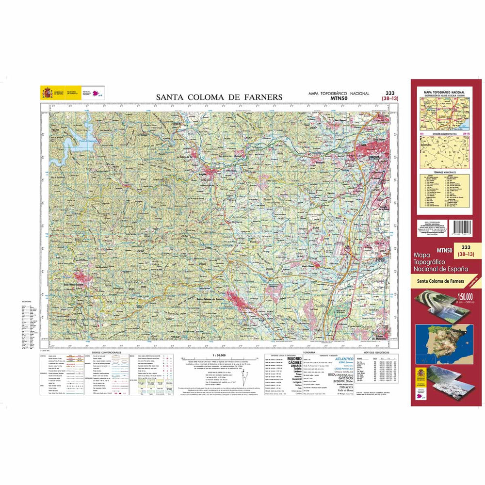 Carte topographique de l'Espagne n° 0333 - Santa Coloma de Farners | CNIG - 1/50 000 carte pliée La Compagnie des Cartes - Le voyage et la randonnée 