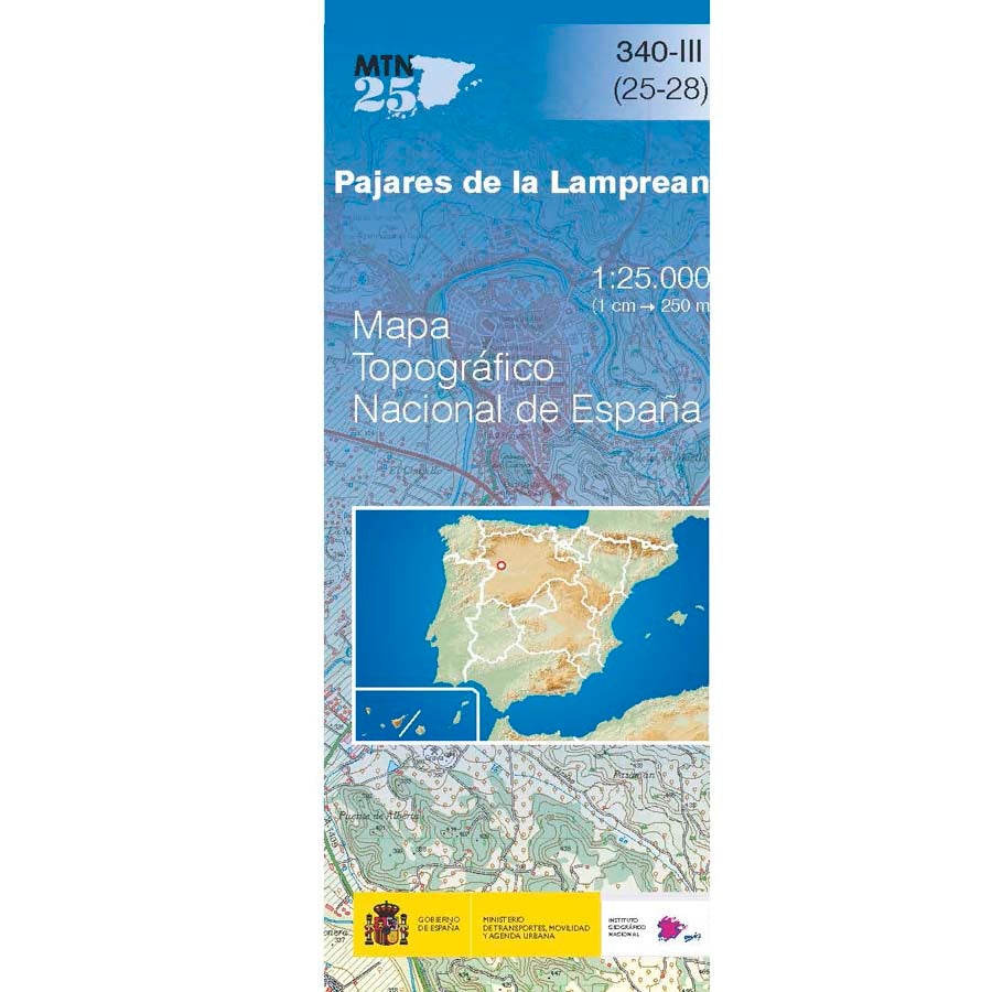 Carte topographique de l'Espagne n° 0340.3 - Pajares de Lampreana | CNIG - 1/25 000 carte pliée CNIG 