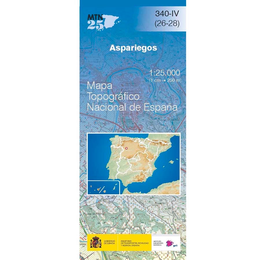 Carte topographique de l'Espagne n° 0340.4 - Aspariegos | CNIG - 1/25 000 carte pliée CNIG 