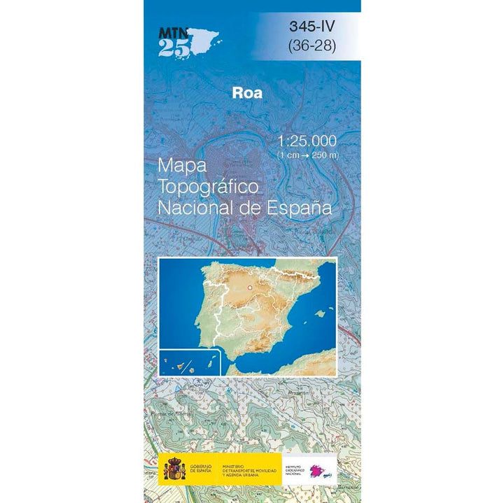 Carte topographique de l'Espagne n° 0345.4 - Roa | CNIG - 1/25 000 carte pliée CNIG 
