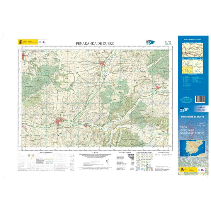 Carte topographique de l'Espagne n° 0347.3 - Peñaranda del Duero | CNIG - 1/25 000 carte pliée CNIG 