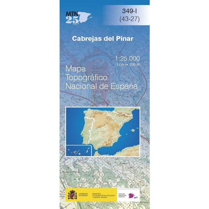 Carte topographique de l'Espagne n° 0349.1 - Cabrejas del Pinar | CNIG - 1/25 000 carte pliée CNIG 