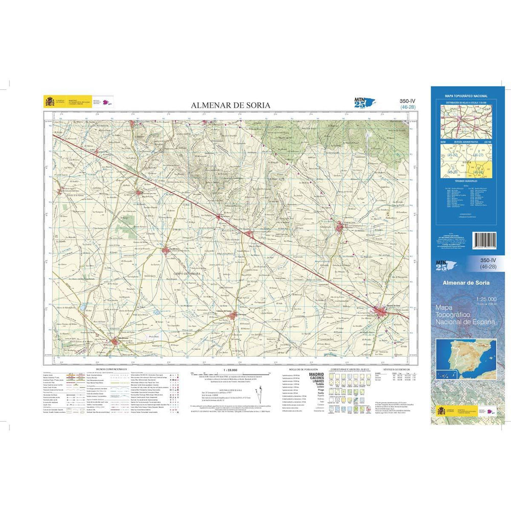 Carte topographique de l'Espagne n° 0350.4 - Almenar de Soria | CNIG - 1/25 000 carte pliée CNIG 