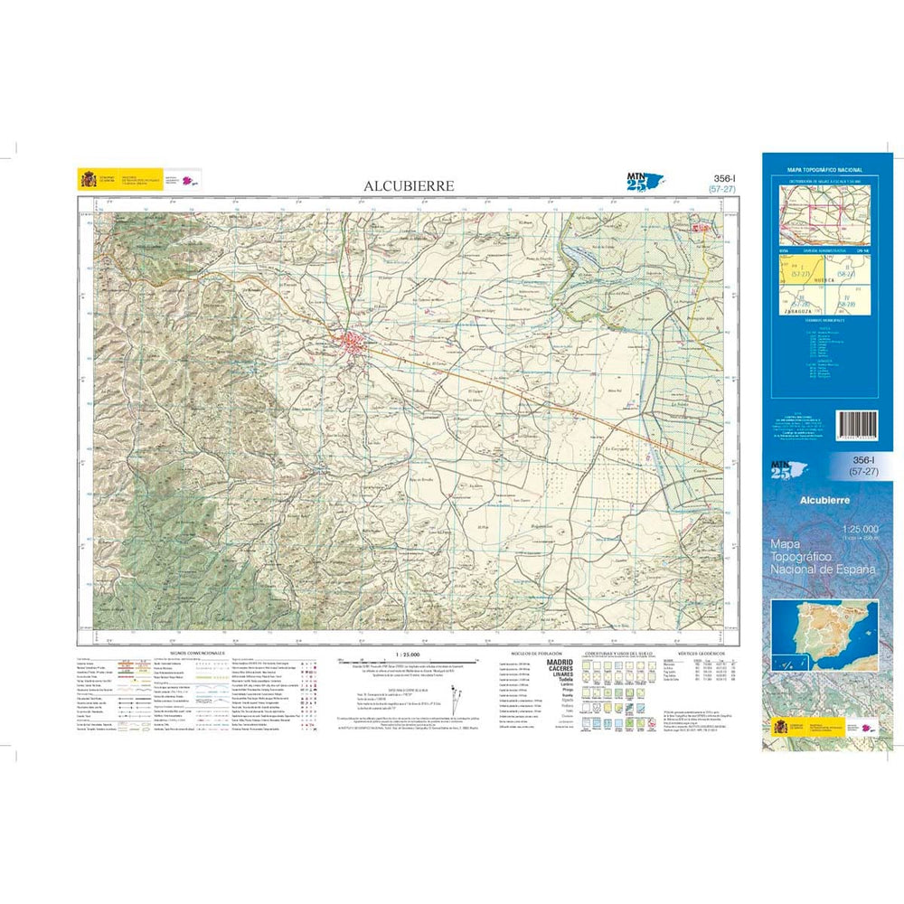 Carte topographique de l'Espagne n° 0356.1 - Alcubierre | CNIG - 1/25 000 carte pliée CNIG 