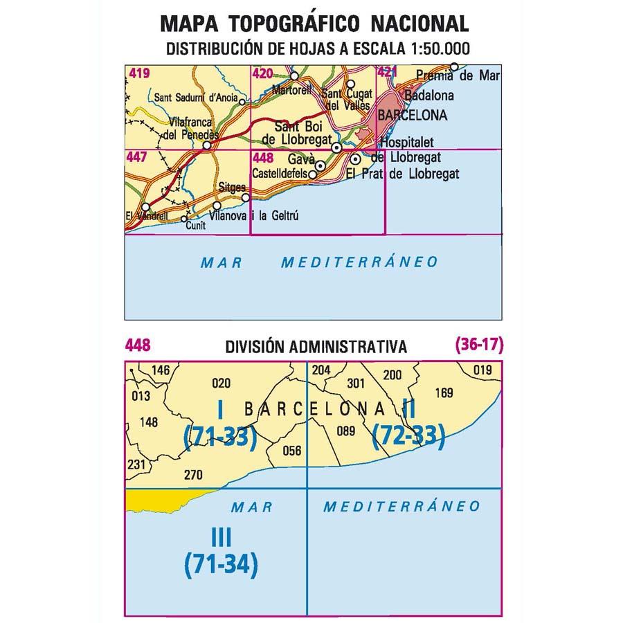 Carte topographique de l'Espagne n° 0448.3 - Sitges | CNIG - 1/25 000 carte pliée CNIG 