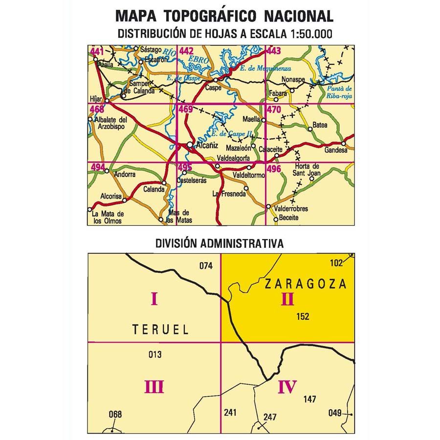 Carte topographique de l'Espagne n° 0469.2 - Maella | CNIG - 1/25 000 carte pliée CNIG 