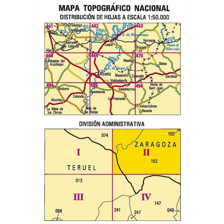 Carte topographique de l'Espagne n° 0469.2 - Maella | CNIG - 1/25 000 carte pliée CNIG 