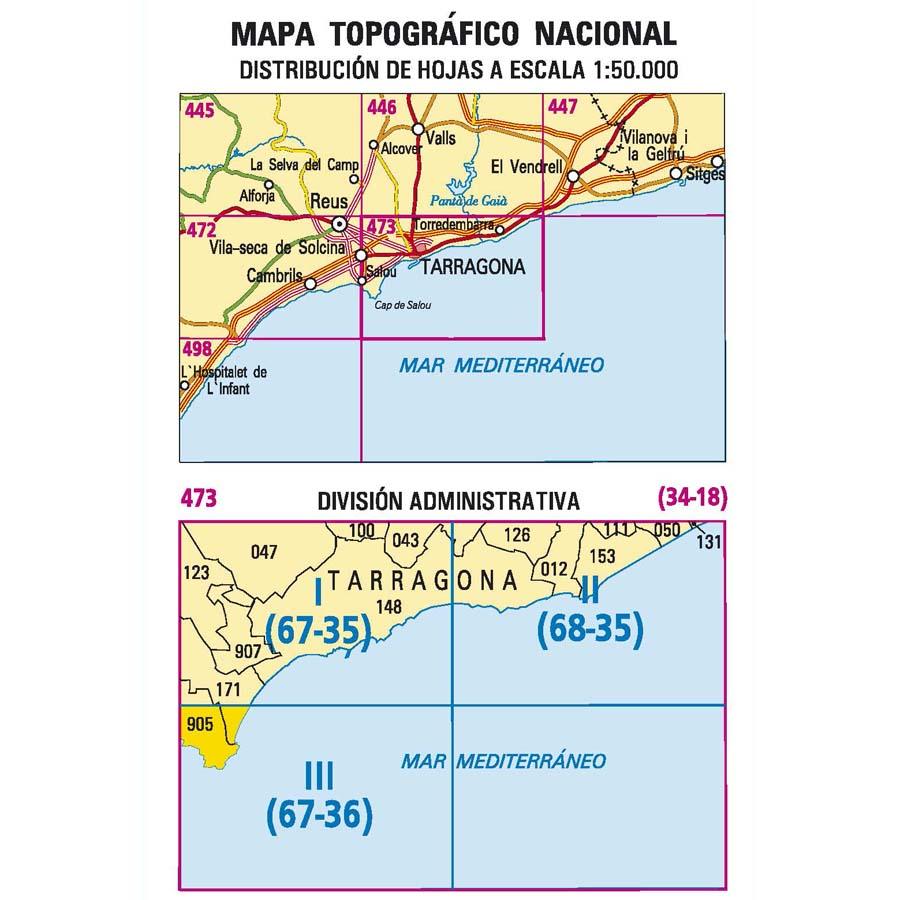 Carte topographique de l'Espagne n° 0473.3 - Salou | CNIG - 1/25 000 carte pliée CNIG 