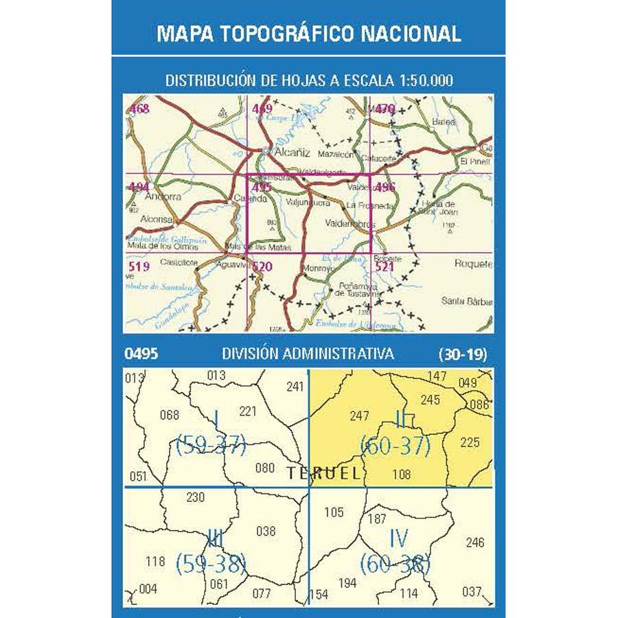Carte topographique de l'Espagne n° 0495.2 - La Fresneda | CNIG - 1/25 000 carte pliée CNIG 