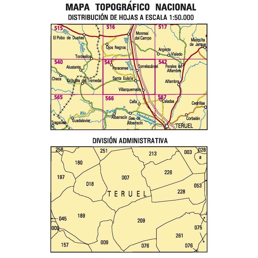 Carte topographique de l'Espagne n° 0541 - Santa Eulalia | CNIG - 1/50 000 carte pliée CNIG 